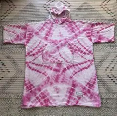 FRUITION フード付きポンチョ　ピンク系タイダイ