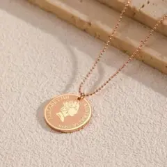 【ピンクゴールド】コインネックレス ヴィンテージアクセサリー 高級感