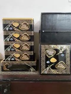 漆器 重箱 四段 蒔絵 螺鈿 懐石道具 漆器 重箱 四段 蒔絵 螺鈿 懐石道具 替え蓋付き - メルカリ