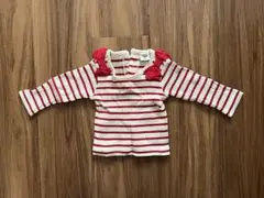 SIMPLE FREE 赤と白ストライプ 長袖Tシャツ　70cm