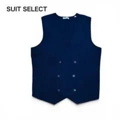 美品 スーツセレクト ダブルベスト ネイビー M ビジネス 通勤 ストレッチ 春