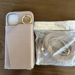 ピンク スマホケース カードポケット付き　iPhone12.13型用