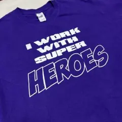 I WORK WITH SUPER HEROES パープル　Tシャツ