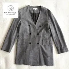 【BEAUTY&YOUTH】ダブルブレストノーカラージャケット Sサイズ
