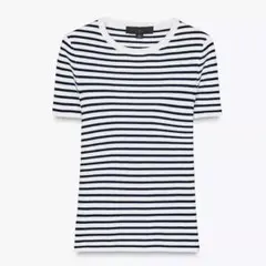 ZARA ショートスリーブストライプニットトップス