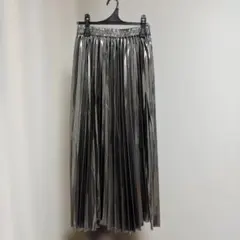 JEANASIS メタリック プリーツロングスカート シルバー F