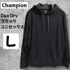 US古着 チャンピオン Duo Dry 無地 ブラック パーカー スウェット L