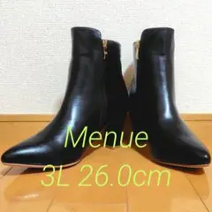 Menue ポインテッドトゥショートブーツ ブラックPU