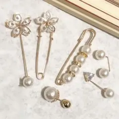 上品☆お洒落ストールピン 6点セット スカーフピン ブローチピン スカーフ留め