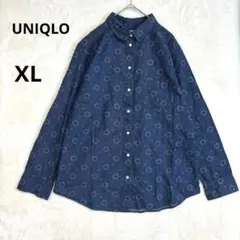 美品 UNIQLO XL デニムシャツ タンガリー コットン100 インディゴ