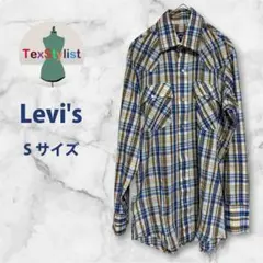 【Levi’s】ウェスタンシャツ メンズS ベージュ系チェックパールドットボタン