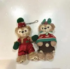 ダッフィー　シェリーメイ　ぬいぐるみバッジ　クリスマス