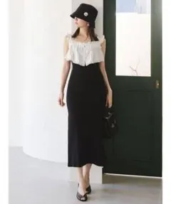 スナイデル レースドッキングニットワンピース 黒 ロングワンピ