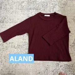 韓国 ALAND ショート丈リブトップス ワインレッド オフィス カジュアルのサムネイル