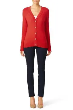 Tory Burch レッド カーディガン M メリノウール Simone 赤のサムネイル
