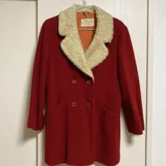オンワード　ミドル丈コート　赤　クリーニング済　古着