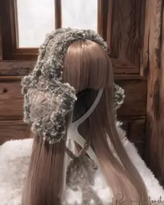 再販　星型　イヤーマフ　耳当て　ブラウン　ハンドメイド　編み物　耳あて　ファー