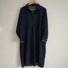 2、3回使用 Ｌ デニムワンピース シャツワンピースロングワンピース