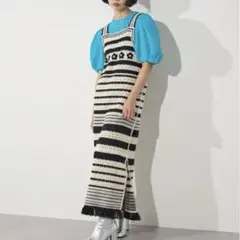 ELLEgirl ボーダークロシェニットワンピース【ELLEgirl】