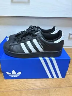 未使用 adidas SUPERSTAR 天然皮革 ブラック/ホワイト 27.5 adidas スーパースター ブラック/ホワイト