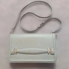 BARCOS バルコス　グレー レザー ショルダーバッグ　お財布ポシェット