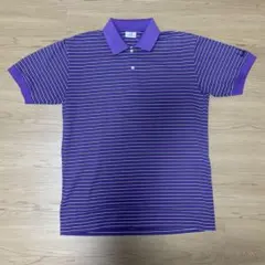 ダンヒル　紫色ストライプ ゴルフシャツ