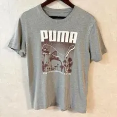 PUMA　プーマ　ロゴ　プリント　メンズ　Tシャツ　Mサイズ　グレー