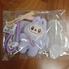 新品未使用〈ラッピング済〉紫色ラブブフォンチャーム+おまけのステッカーシール4枚