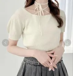 Heather ラメブークレニット イエロー アイボリーのサムネイル