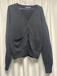 Vネック ニット カーディガン ブラック 学生 制服