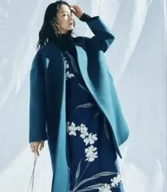 Mila Owen ノーカラーコート ウール ロングコート