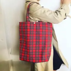 大大人気再販☺︎エコバッグ　タータンチェック　ロイヤルステュワート　カラビナ付
