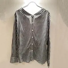 MADEMOISELLE ROPE' 前後2WAY 白黒チェックシャツ 抜け衿のサムネイル
