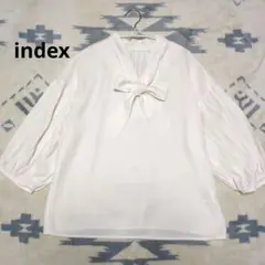 index オフホワイト　リボン　ブラウス　ボウタイ　M