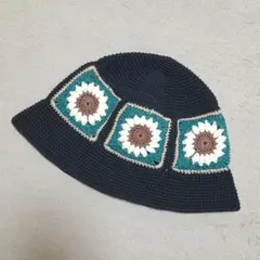 ハンドメイド ☆ グラニーハット ☆ブラック