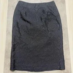 COMME CA MODELS 花柄 上品 タイトスカート ブラック M