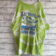 古着 ノーブランド Tシャツ ブリーチ タイダイ ビッグサイズ イエローグリーン