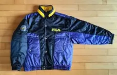 FILA キルティング ジャンパー 黒 紫 黄色 アウトドア