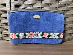FEILER 花柄刺繍ポーチ 青