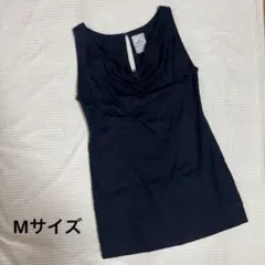 ノースリーブ　ワンピース　膝丈　Mサイズ　濃紺　　グーコミューン