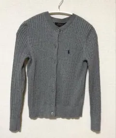 美品ラルフローレン ニットカーディガン ポンチョ グレー 切替 ウール 美品ラルフローレン ニットカーディガン ポンチョ グレー 切替