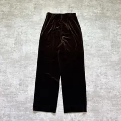 ベロアワイドパンツ ハイウエスト 高見え 美脚 日本製 上品 ダークブラウン