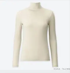 ユニクロ　ハナタジマ★エアリズム　UVカットハイネック　長袖　M べ―ジュ