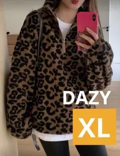 ◎新品【DAZY】ヒョウ柄フリースジャケット・ハーフジップ　XL