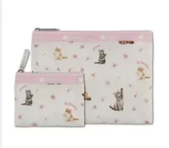 【未使用】MAQUIA４月号(付録のみ) 猫&桜柄レスポ大小ポーチセット