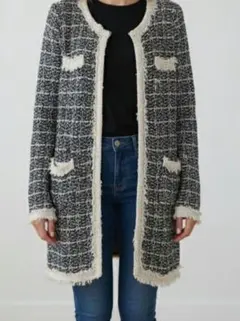 ツイード　ロング　カーディガン　組曲　オンワード