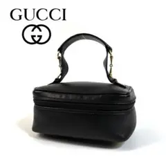 良品 4828 GUCCI グッチ バニティバッグ スエード レザー ブラック 良品 4828 GUCCI グッチ バニティバッグ スエード レザー ブラック