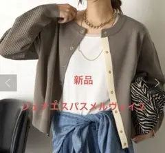 新品未使用品★ジェナエスパスメルヴェイユ　ビハイ袖メッシュ2WAYカーディガン