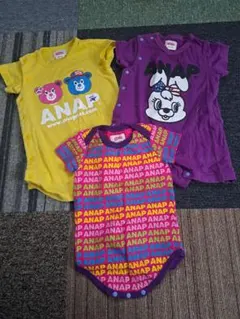 ANAP ベビー服セット 70cm　ロンパース　前開き　ロゴ　ポンポン