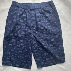 美品　UNIQLO キッズ　ハーフパンツ　160 ネイビー　柄